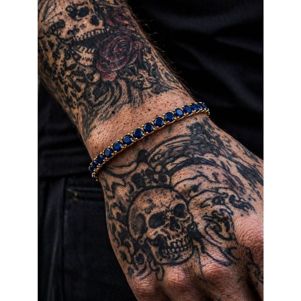 Gold Plated Blue Sapphire Tennis Bracelet